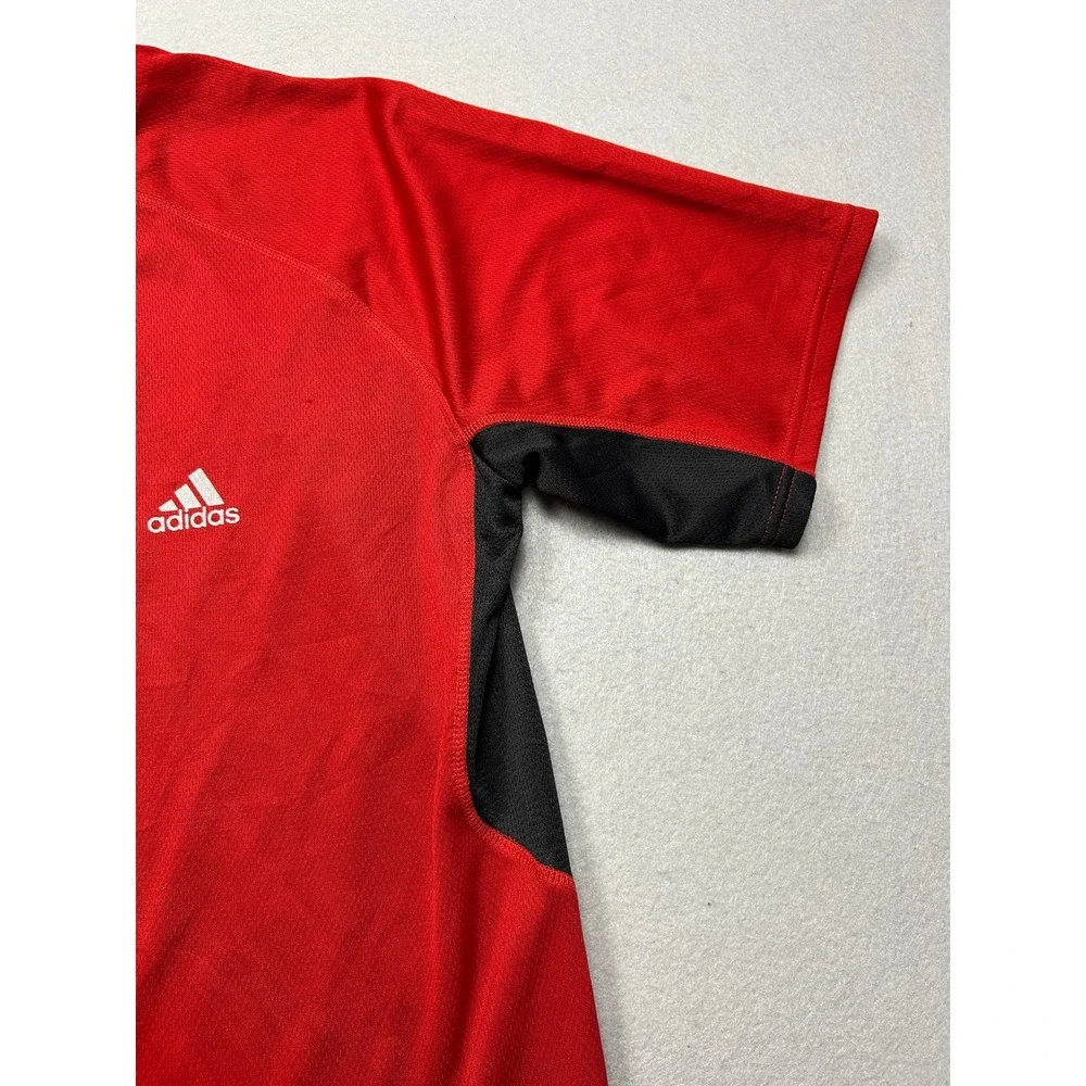 Adidas Training Shirt 100% Polyester Red Black Size Large Mens